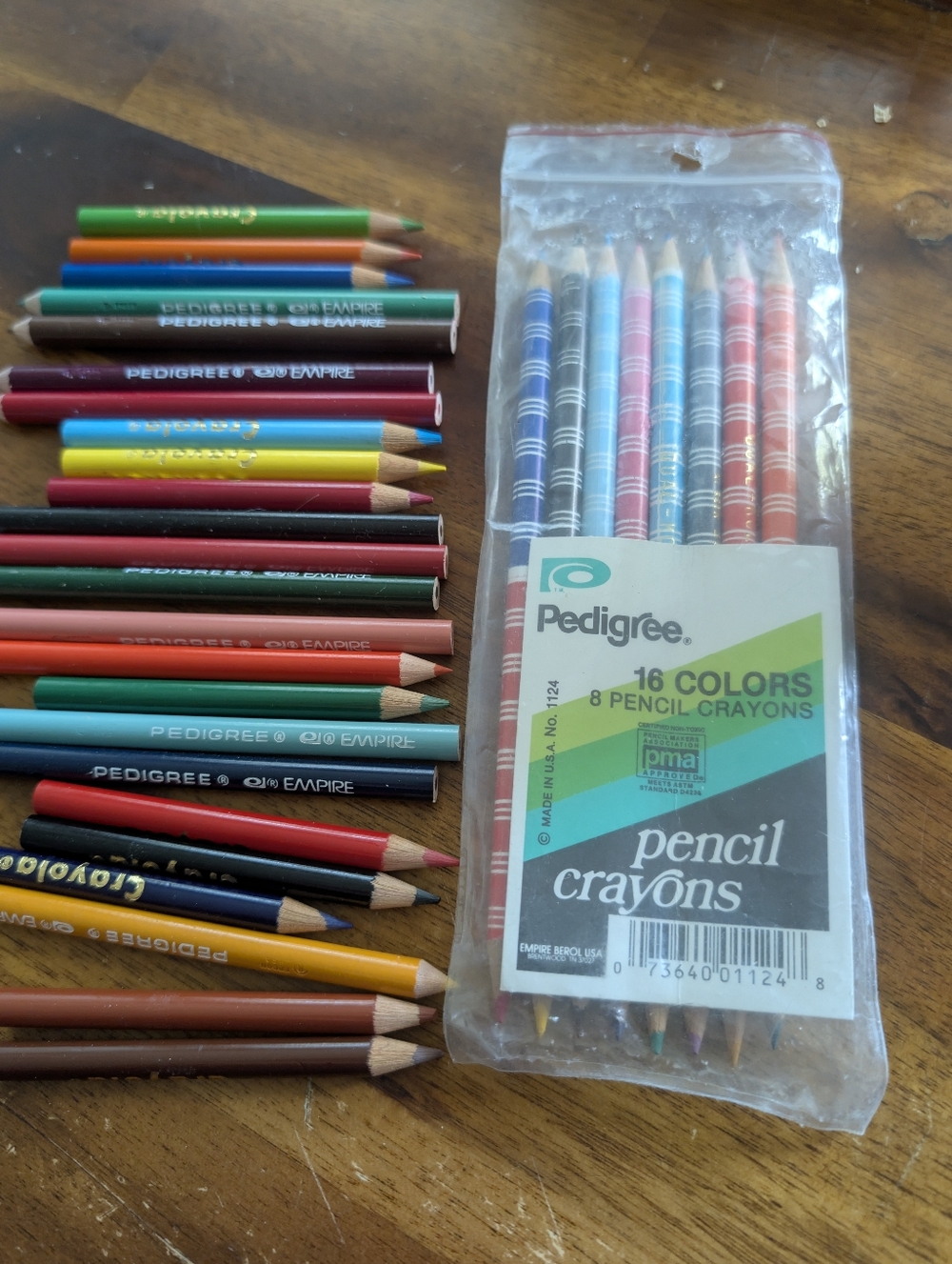 Vintage Colored Pencils,  pedigree Pencil Crayons + Pedigree Empire & Crayola